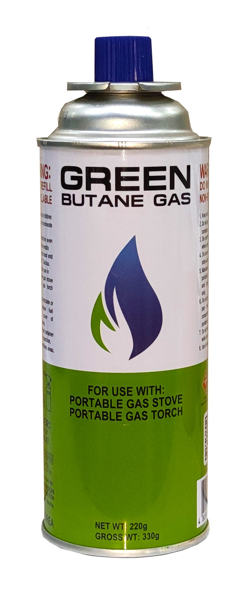 GREEN Disposable Butane Gas Cartridge (220g) Gilbert Emerson